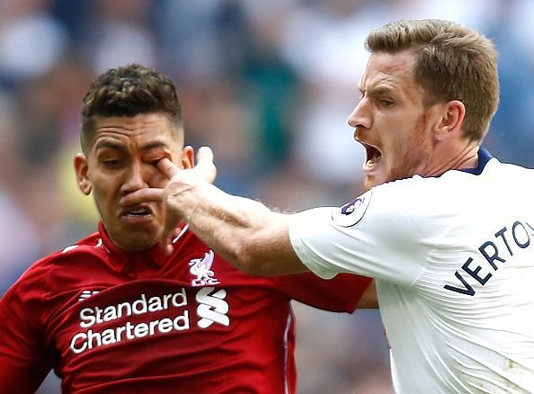 Jan Vertonghen infamously poked Roberto Firmino's eye in the reverse fixture this season